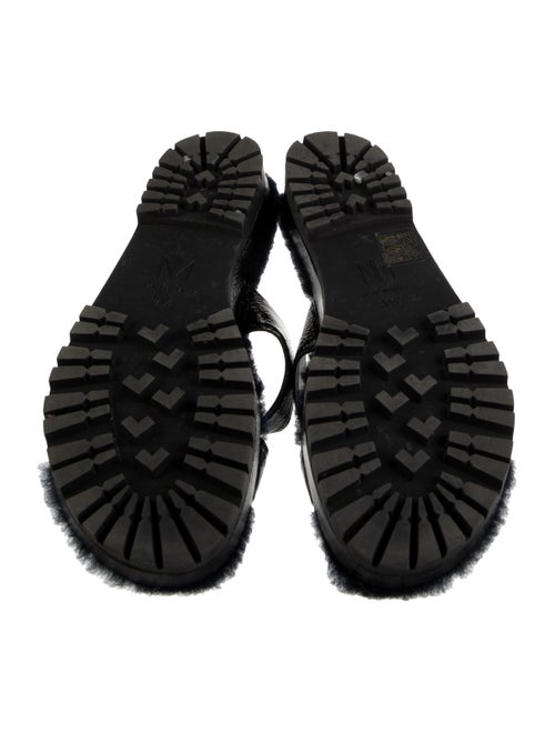 Tamara Mellon Patent Leather Faux Fur Trim Slides