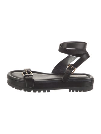 Tamara Mellon Leather Floral Print Slingback Sandals