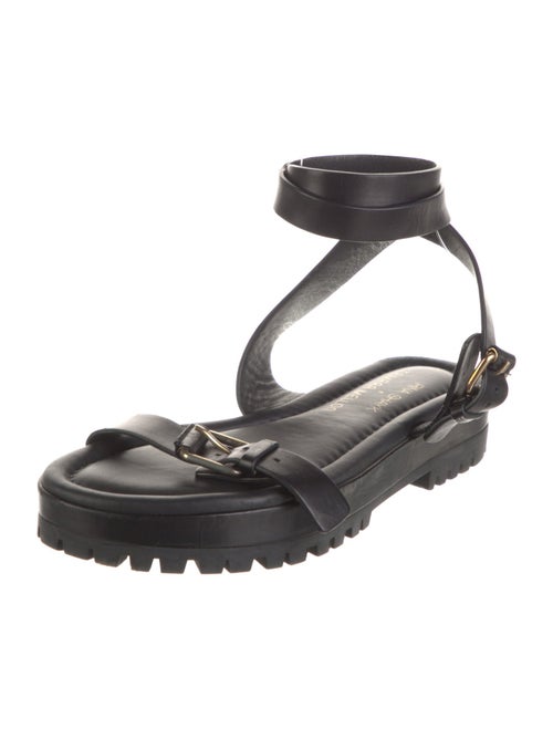 Tamara Mellon Leather Floral Print Slingback Sandals