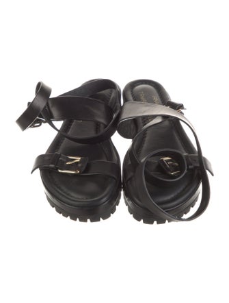 Tamara Mellon Leather Floral Print Slingback Sandals