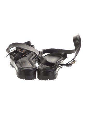 Tamara Mellon Leather Floral Print Slingback Sandals