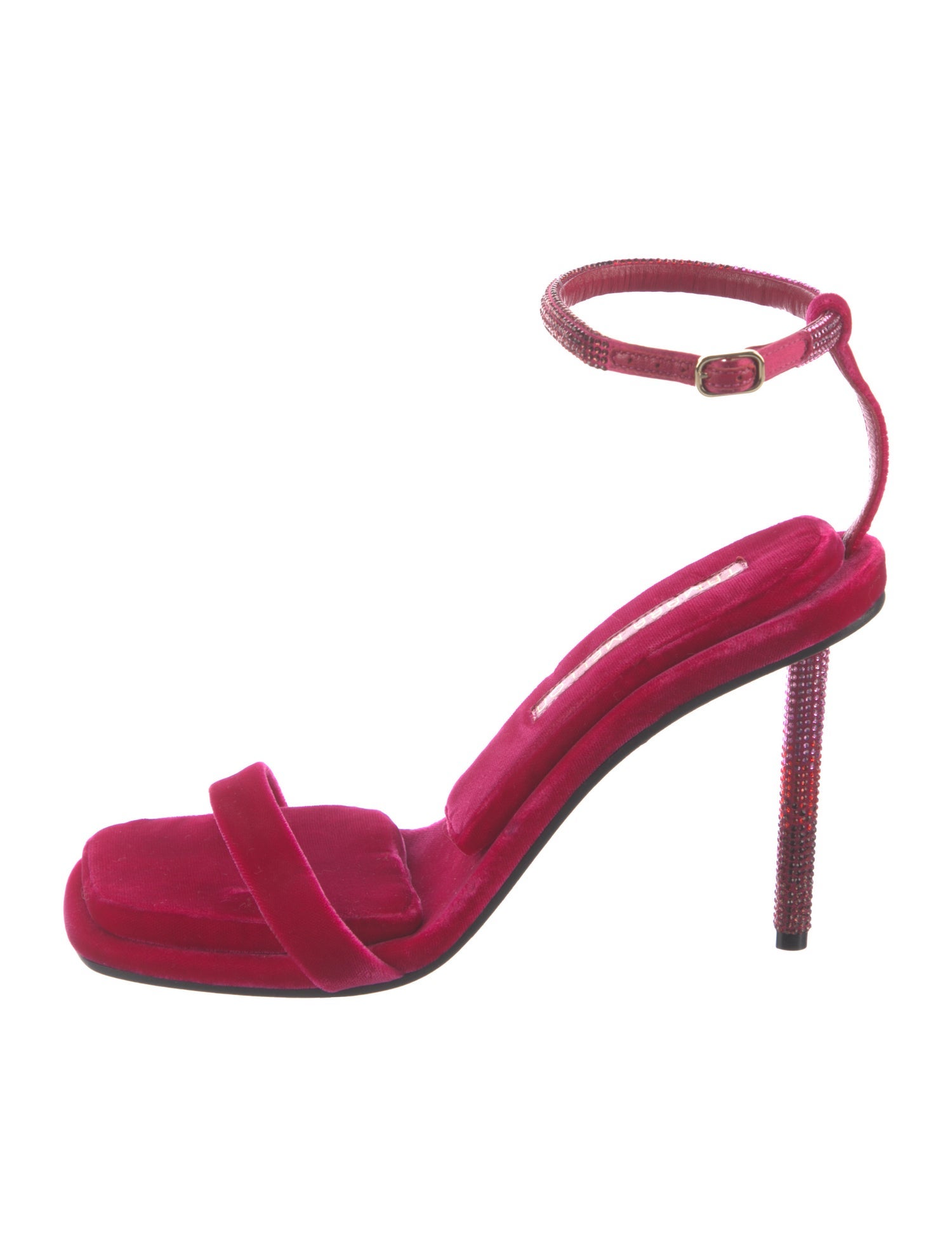 Tamara Mellon Velvet Crystal Embellishments T-Strap Sandals
