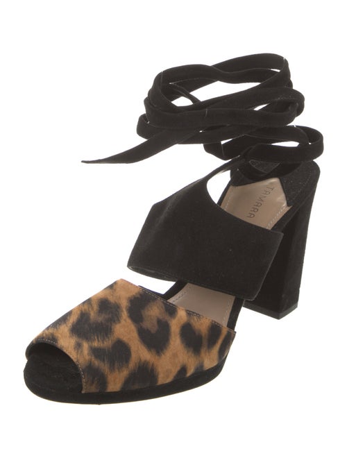 Tamara Mellon Suede Animal Print Sandals