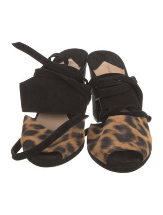 Tamara Mellon Suede Animal Print Sandals