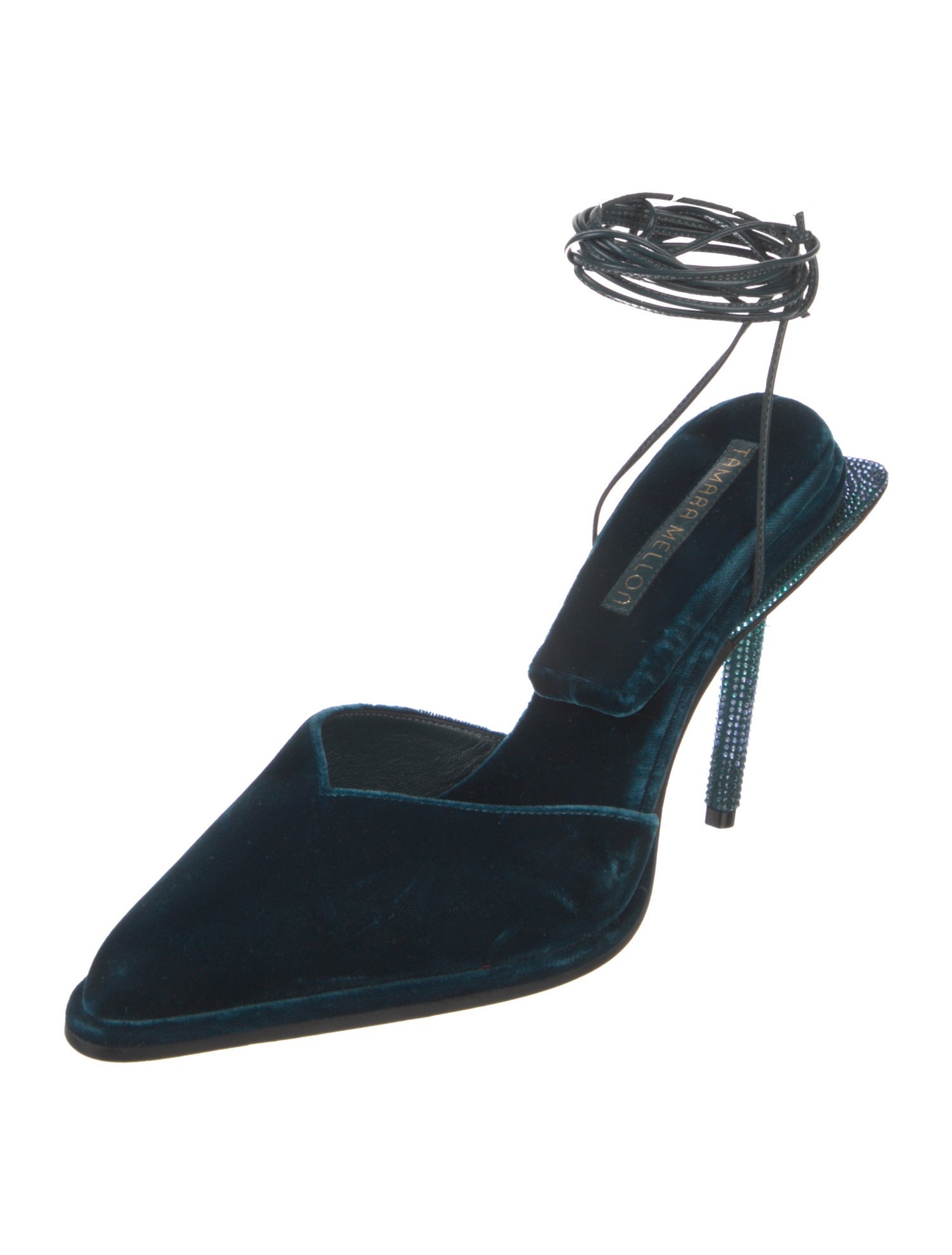 Tamara Mellon Velvet Crystal Embellishments Slingback Pumps