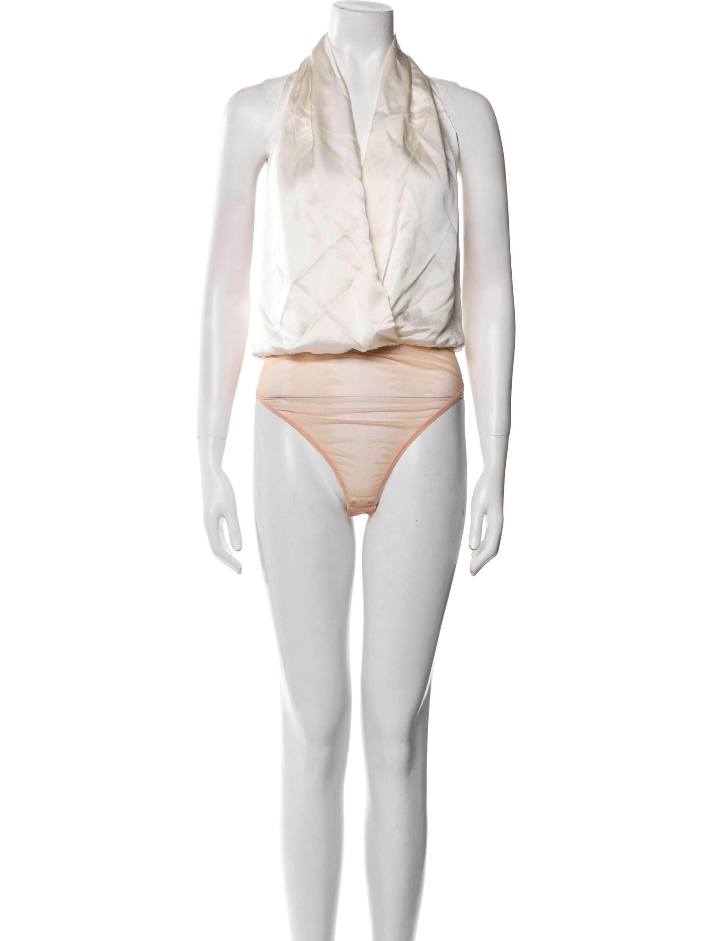 Tamara Mellon Silk Colorblock Pattern Bodysuit