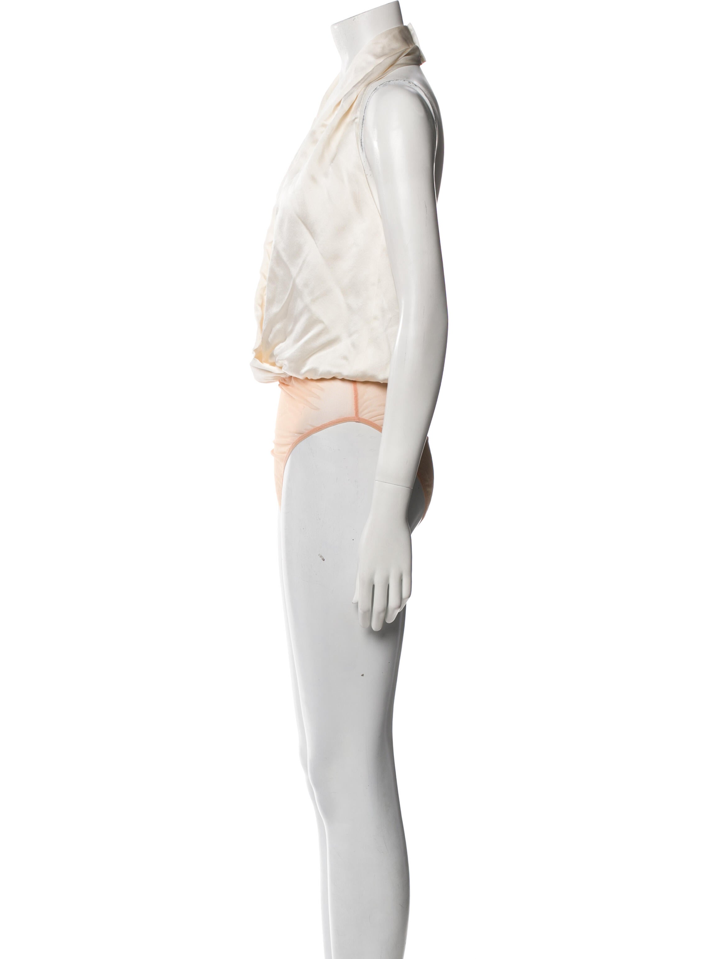 Tamara Mellon Silk Colorblock Pattern Bodysuit