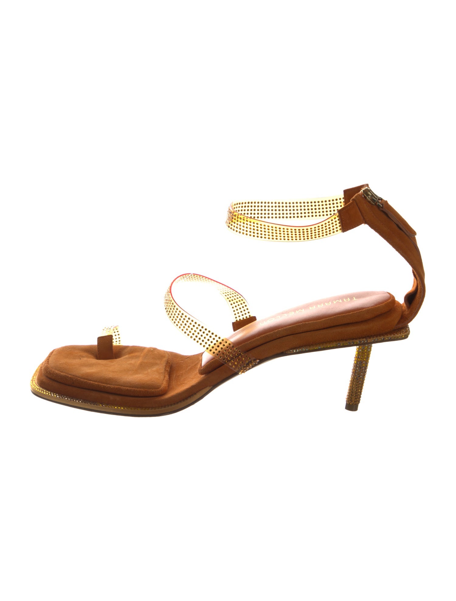 Tamara Mellon Suede Crystal Embellishments Sandals