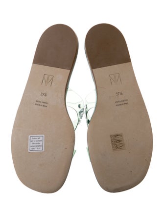 Tamara Mellon Leather Crystal Embellishments Slides