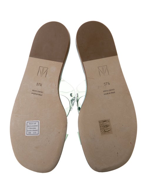 Tamara Mellon Leather Crystal Embellishments Slides