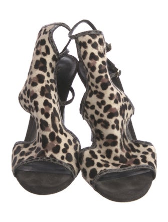 Tamara Mellon Ponyhair Animal Print Slingback Sandals