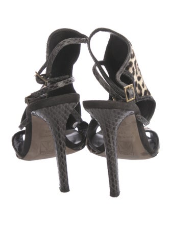 Tamara Mellon Ponyhair Animal Print Slingback Sandals