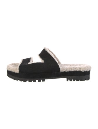 Tamara Mellon Suede Faux Fur Trim Espadrilles