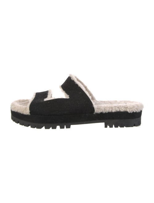 Tamara Mellon Suede Faux Fur Trim Espadrilles