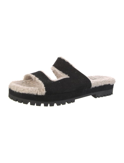 Tamara Mellon Suede Faux Fur Trim Espadrilles