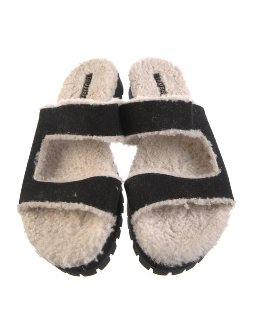 Tamara Mellon Suede Faux Fur Trim Espadrilles