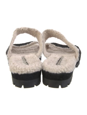 Tamara Mellon Suede Faux Fur Trim Espadrilles