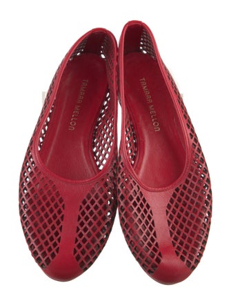 Tamara Mellon Leather Lasercut Accents Flats