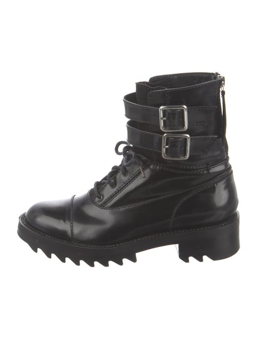 Tamara Mellon Leather Crystal Embellishments Combat Boots