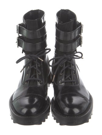 Tamara Mellon Leather Crystal Embellishments Combat Boots