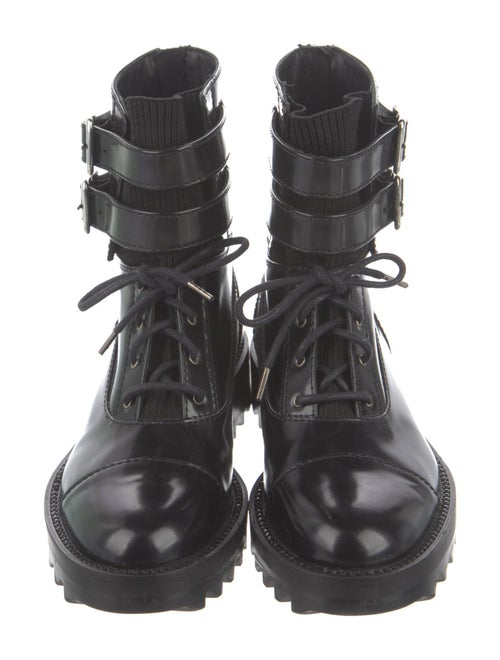 Tamara Mellon Leather Crystal Embellishments Combat Boots