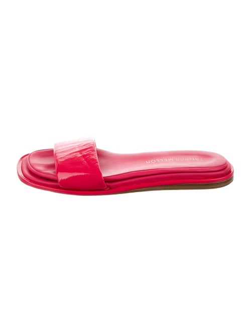 Tamara Mellon Patent Leather Ruffle Embellishment Slides