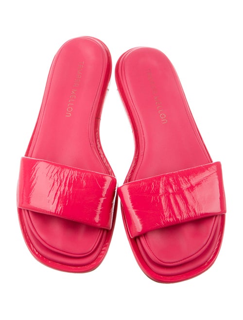 Tamara Mellon Patent Leather Ruffle Embellishment Slides