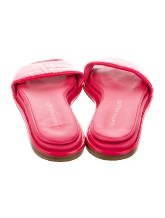 Tamara Mellon Patent Leather Ruffle Embellishment Slides