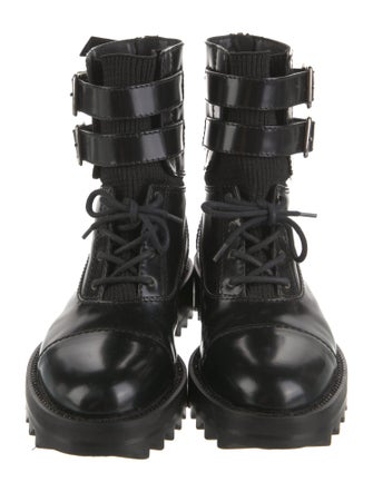 Tamara Mellon Patent Leather Crystal Embellishments Combat Boots