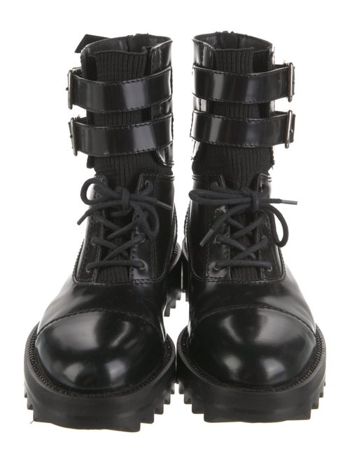 Tamara Mellon Patent Leather Crystal Embellishments Combat Boots