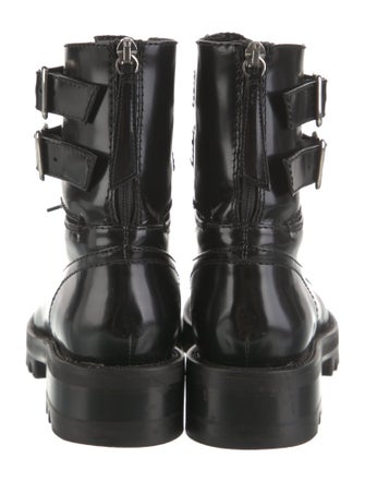 Tamara Mellon Patent Leather Crystal Embellishments Combat Boots