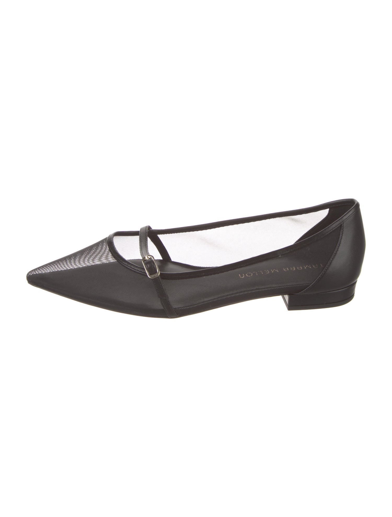 Tamara Mellon Mesh Leather Trim Embellishment Mary Jane Flats