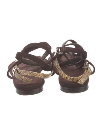 Tamara Mellon Embossed Leather Animal Print T-Strap Sandals