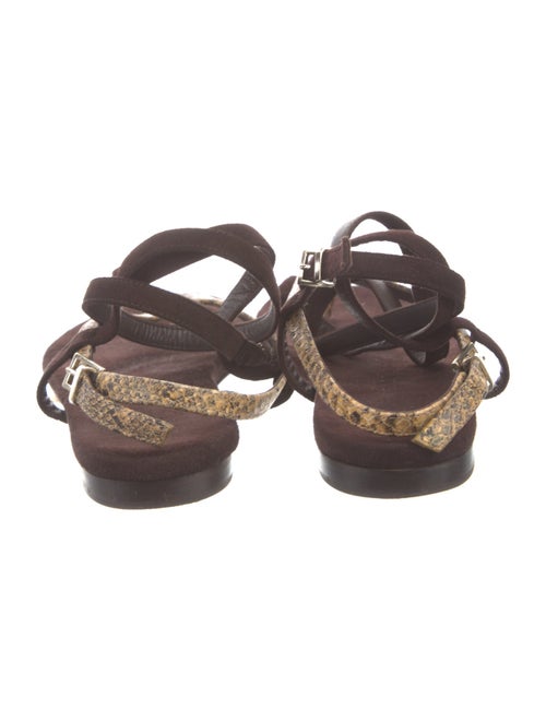 Tamara Mellon Embossed Leather Animal Print T-Strap Sandals