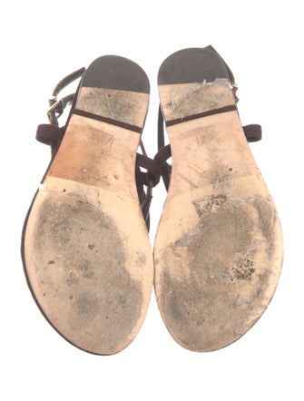 Tamara Mellon Embossed Leather Animal Print T-Strap Sandals