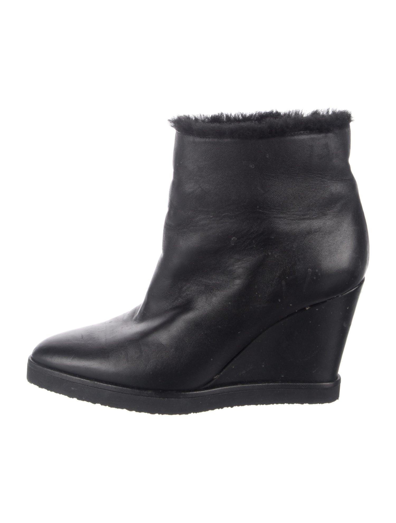 Tamara Mellon Leather Faux Fur Trim Boots