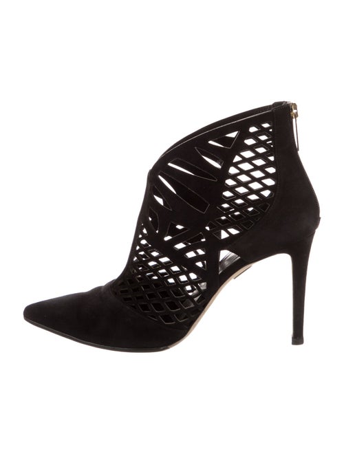 Tamara Mellon Suede Lasercut Accents Lace-Up Boots