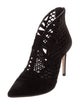 Tamara Mellon Suede Lasercut Accents Lace-Up Boots