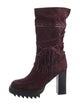 Tamara Mellon Suede Whipstitch Trim Combat Boots