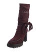 Tamara Mellon Suede Whipstitch Trim Combat Boots