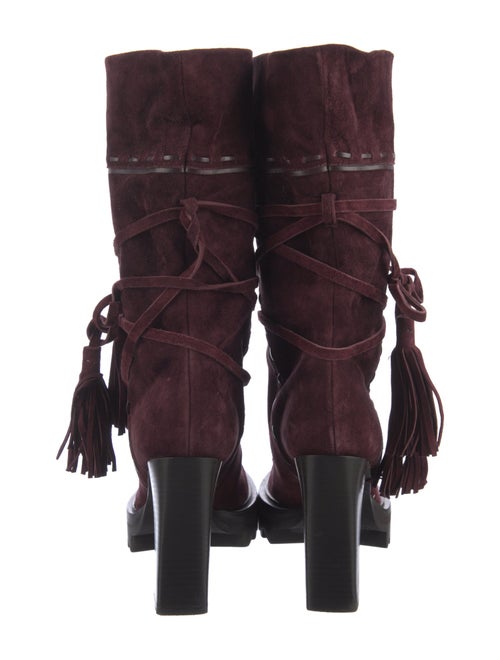 Tamara Mellon Suede Whipstitch Trim Combat Boots