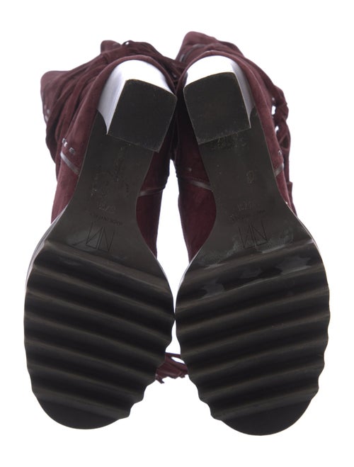 Tamara Mellon Suede Whipstitch Trim Combat Boots