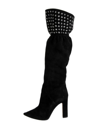Tamara Mellon Suede Studded Accents Boots