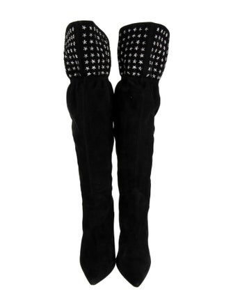 Tamara Mellon Suede Studded Accents Boots