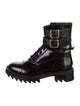 Tamara Mellon Patent Leather Crystal Embellishments Combat Boots