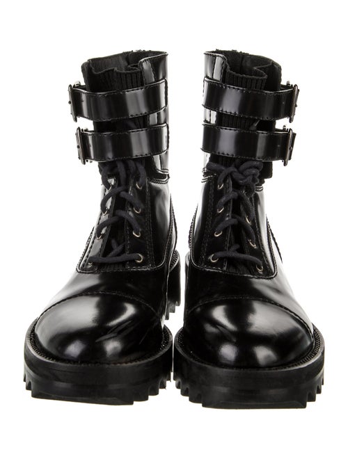 Tamara Mellon Patent Leather Crystal Embellishments Combat Boots