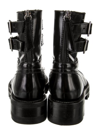Tamara Mellon Patent Leather Crystal Embellishments Combat Boots