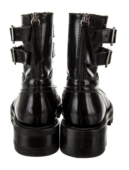Tamara Mellon Patent Leather Crystal Embellishments Combat Boots