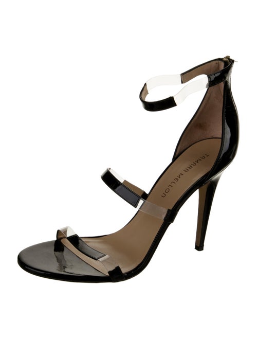 Tamara Mellon Patent Leather Leather Trim Embellishment Sandals
