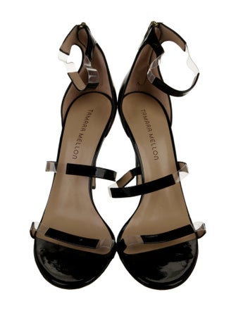 Tamara Mellon Patent Leather Leather Trim Embellishment Sandals